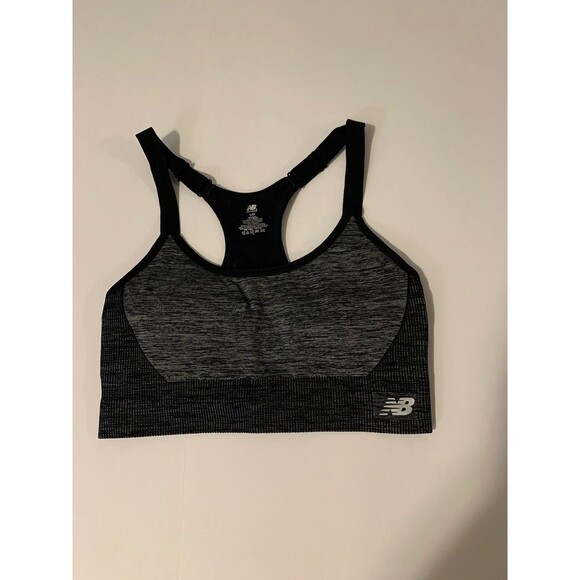 New Balance Womens Size Large L Sports Bra Removable Pads BLACK CHARCOAL - Picture 1 of 5